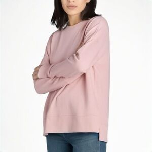 Time and Tru French Terry Split Hem Sweatshirt Blush Pink